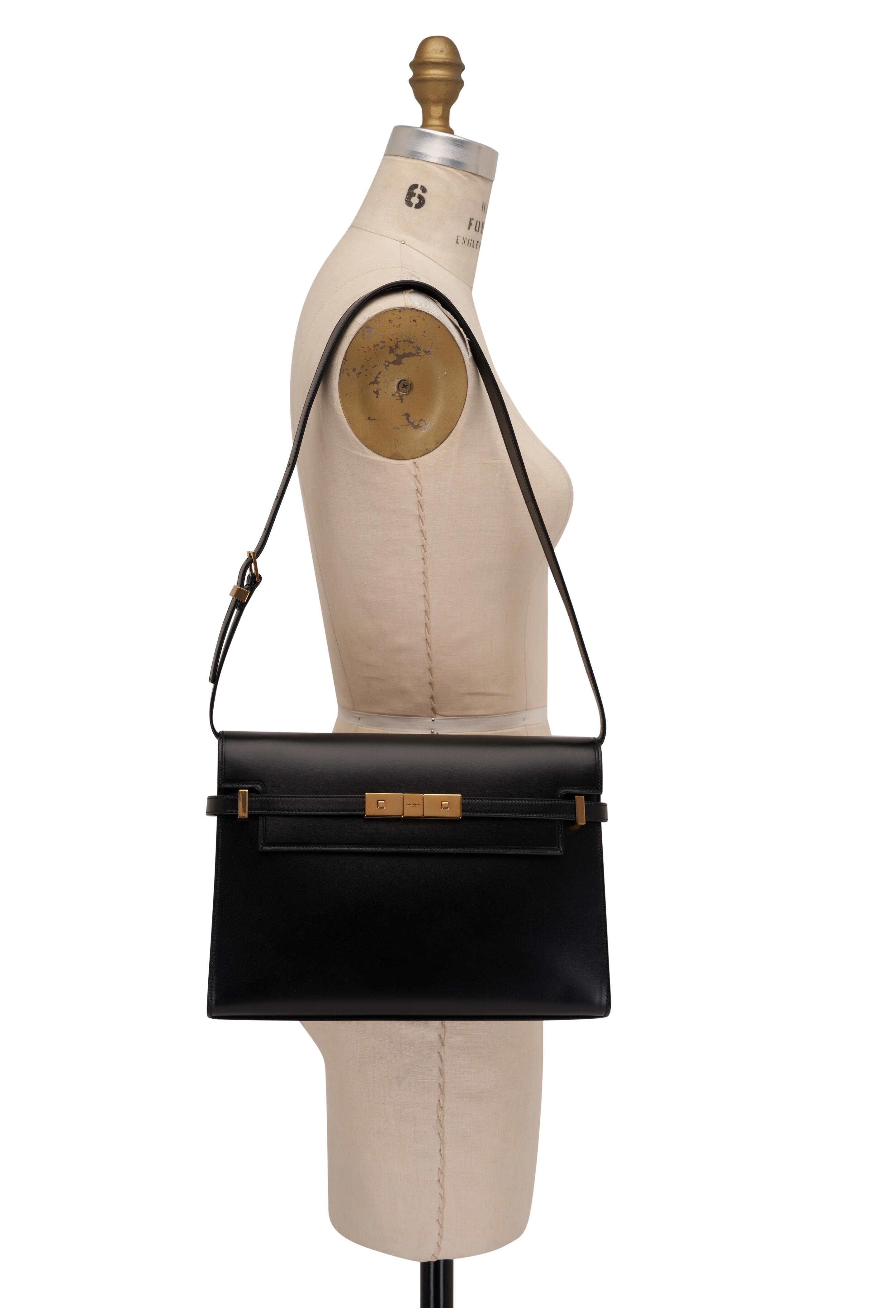 MANHATTAN shoulder bag in BOX SAINT LAURENT leather, Saint Laurent