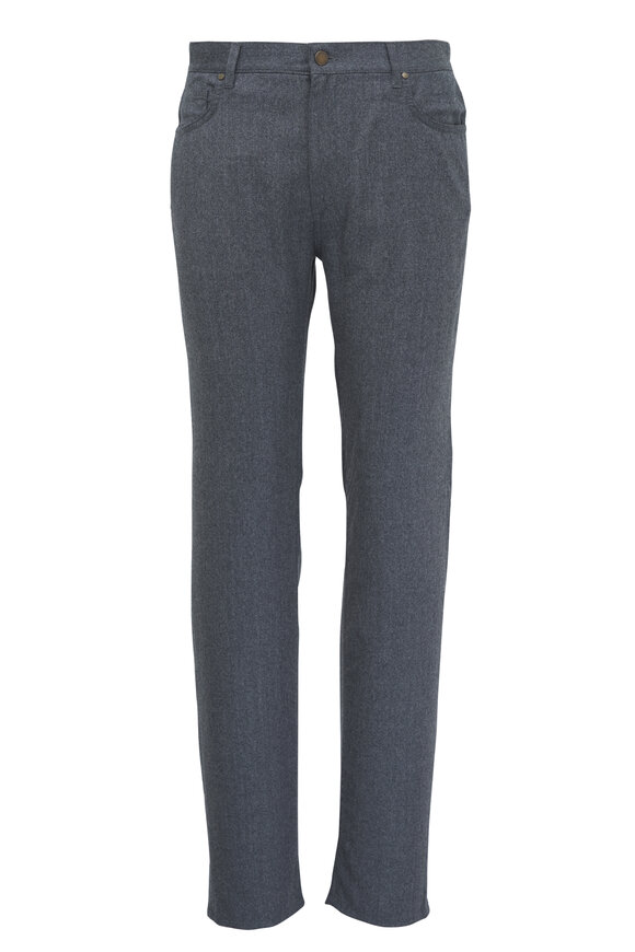 Maurizio Baldassari Gray Flannel Five Pocket Pant 