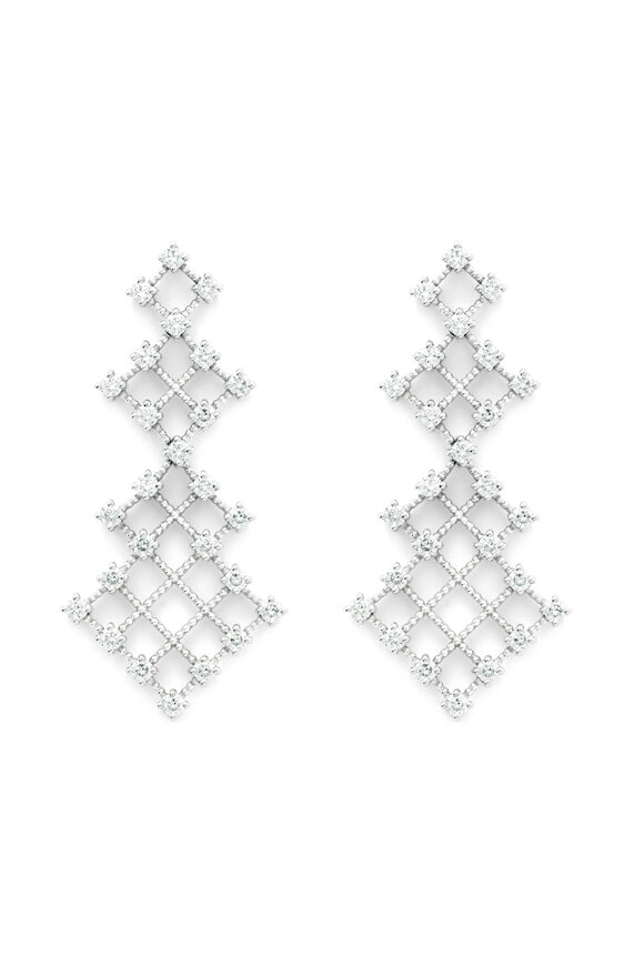 Mellerio 18k White Gold Maglia Diamond Decor Earring