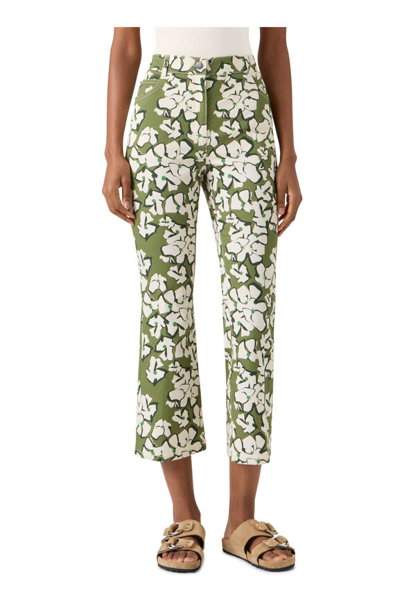 Akris Punto Papercut Green Tea Flowers Crop Straight Leg Jean - view 2