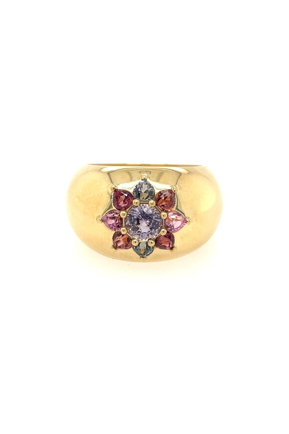 Lauren K 18k Yellow Gold Spinel Floral Band