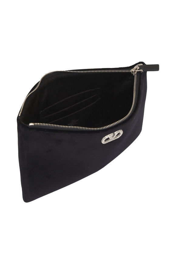 Valentino Garavani VLogo Black Velvet Crystal Pouch - view 5