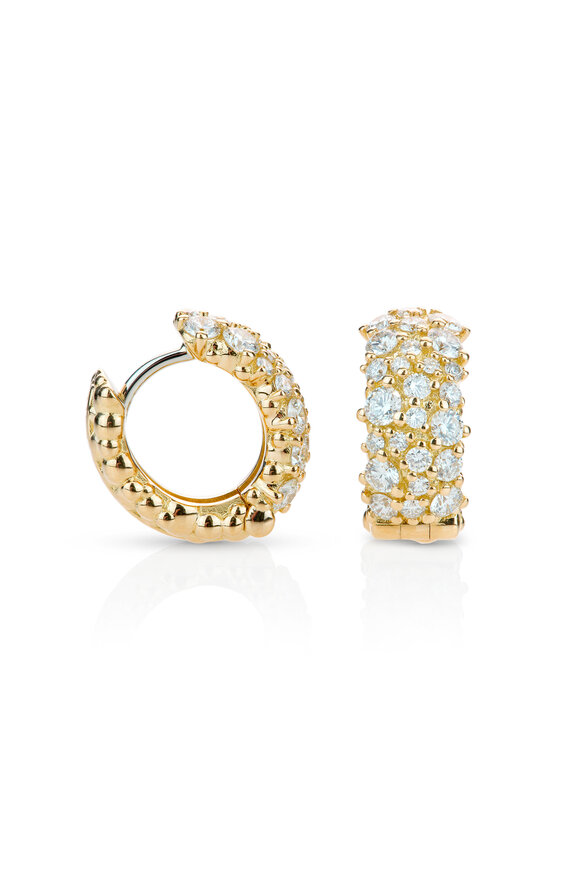 Paul Morelli 18k Yellow Gold Small Oval Diamond Snap Hoop - view 1