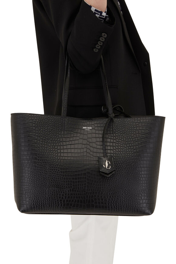 Jimmy Choo - Nine2Five Black Croc Embossed Leather Tote