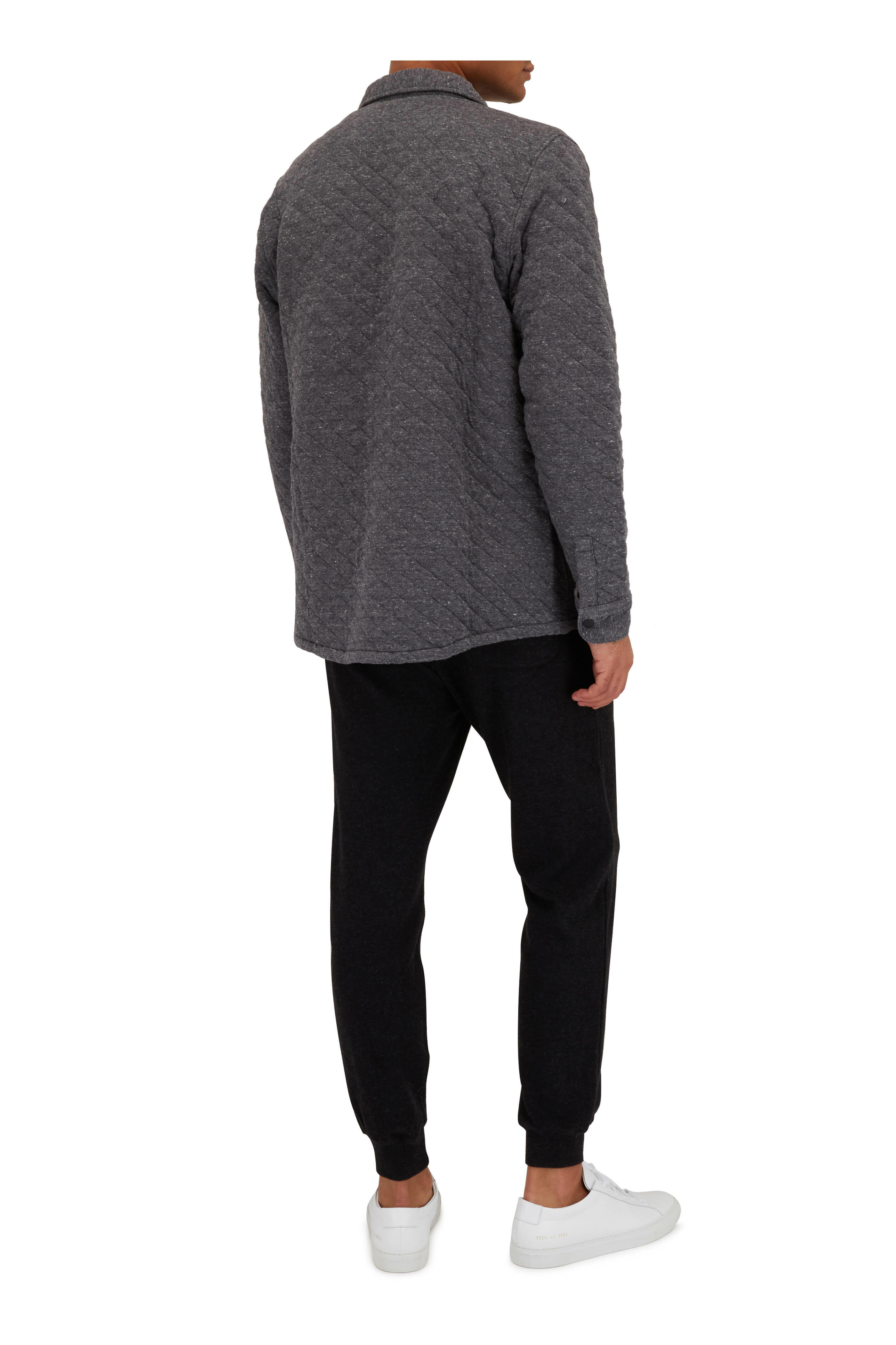 Faherty Brand Epic CPO Heather Gray Fleece Quilted Jacket