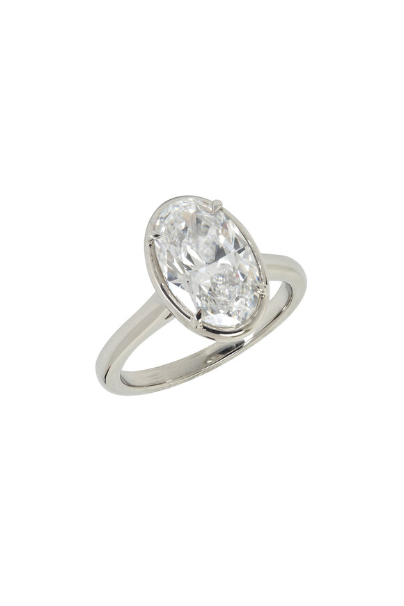 Rahaminov - Colorless 3CT Brilliant Oval Diamond Ring 