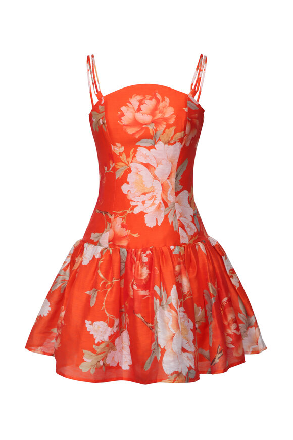 Leo Lin Lorena Saffron Peony Ruffled Mini Dress