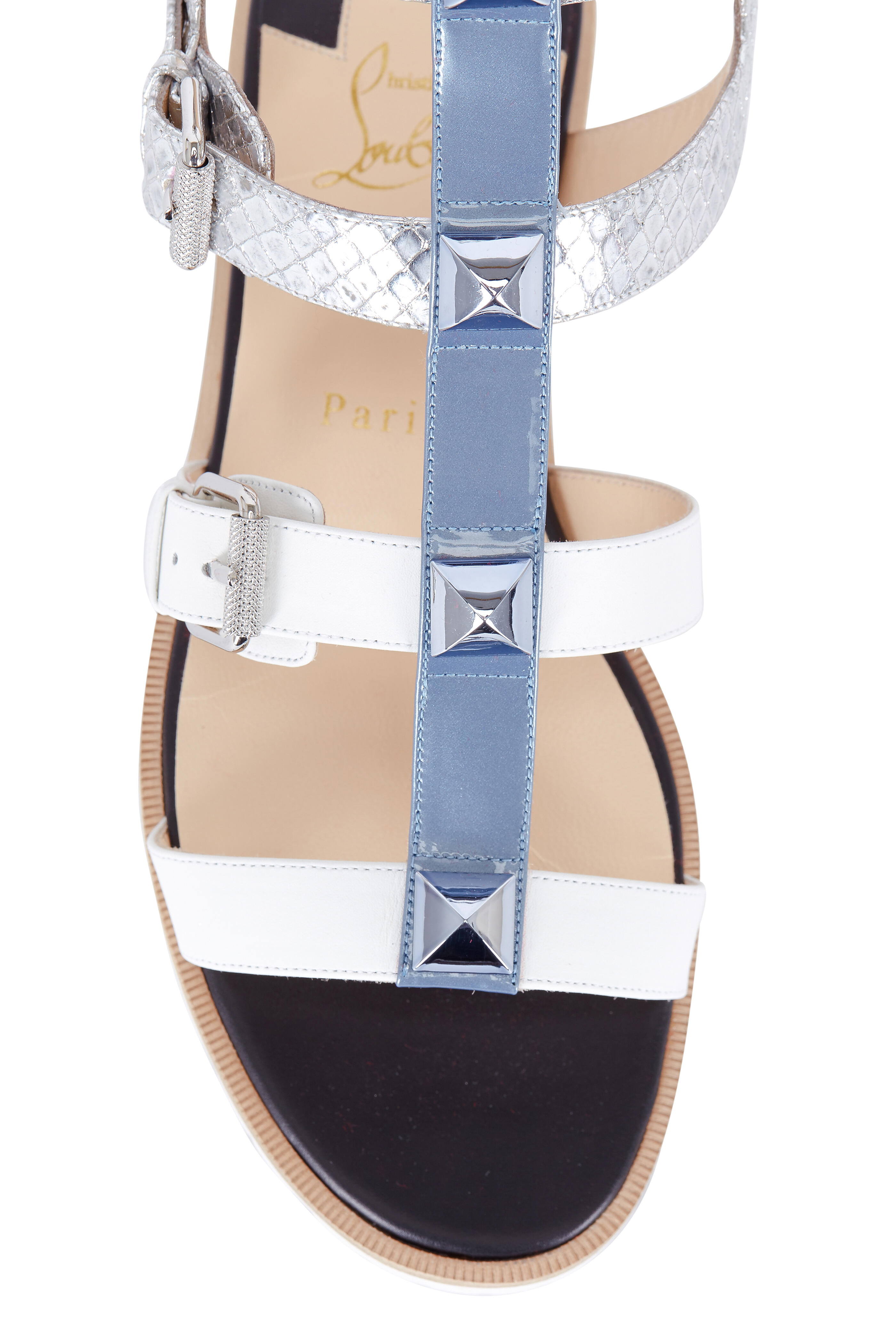 Christian Louboutin - Rockin' Buckle Silver, Blue & White