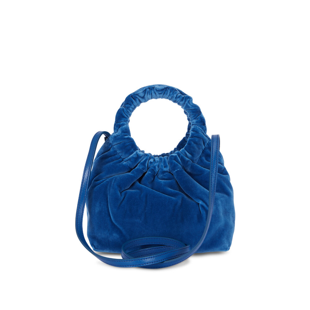 The Row - Double Circle Blue Velvet Small Bag