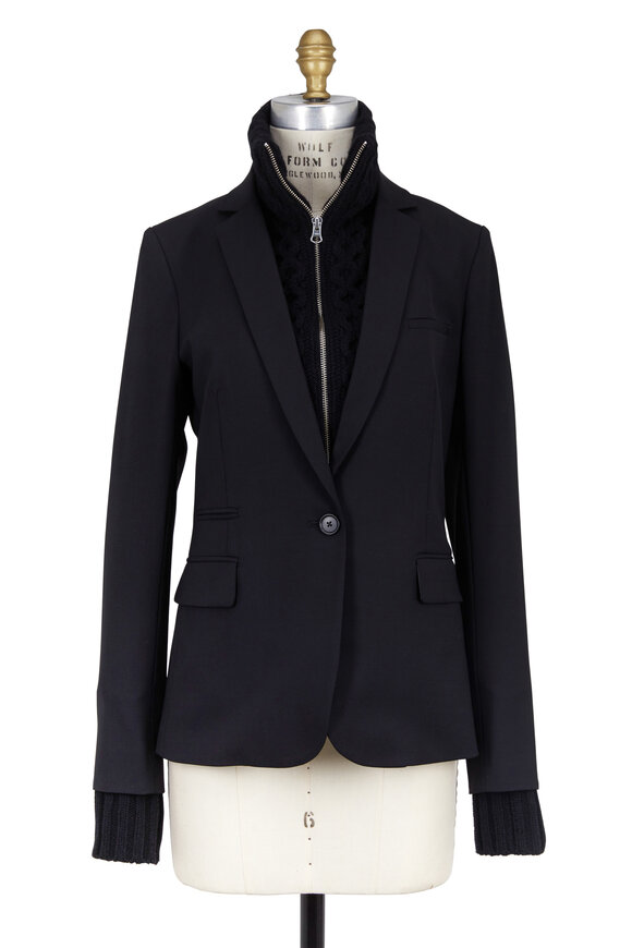 Veronica Beard - Black Wool Blazer With Upstate Dickey