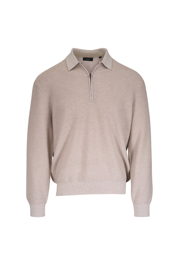 Vince Khaki Geo Jacquard Quarter Zip Pullover - view 1