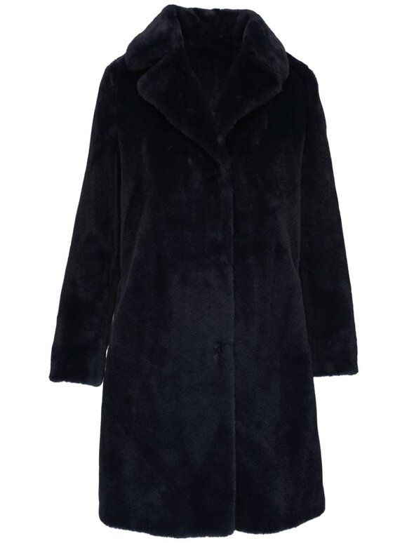 Herno - Black Faux Fur Single Breasted Coat