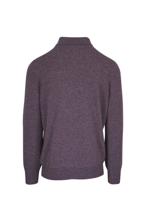 Brunello Cucinelli Blueberry Cashmere Knit Polo - view 2
