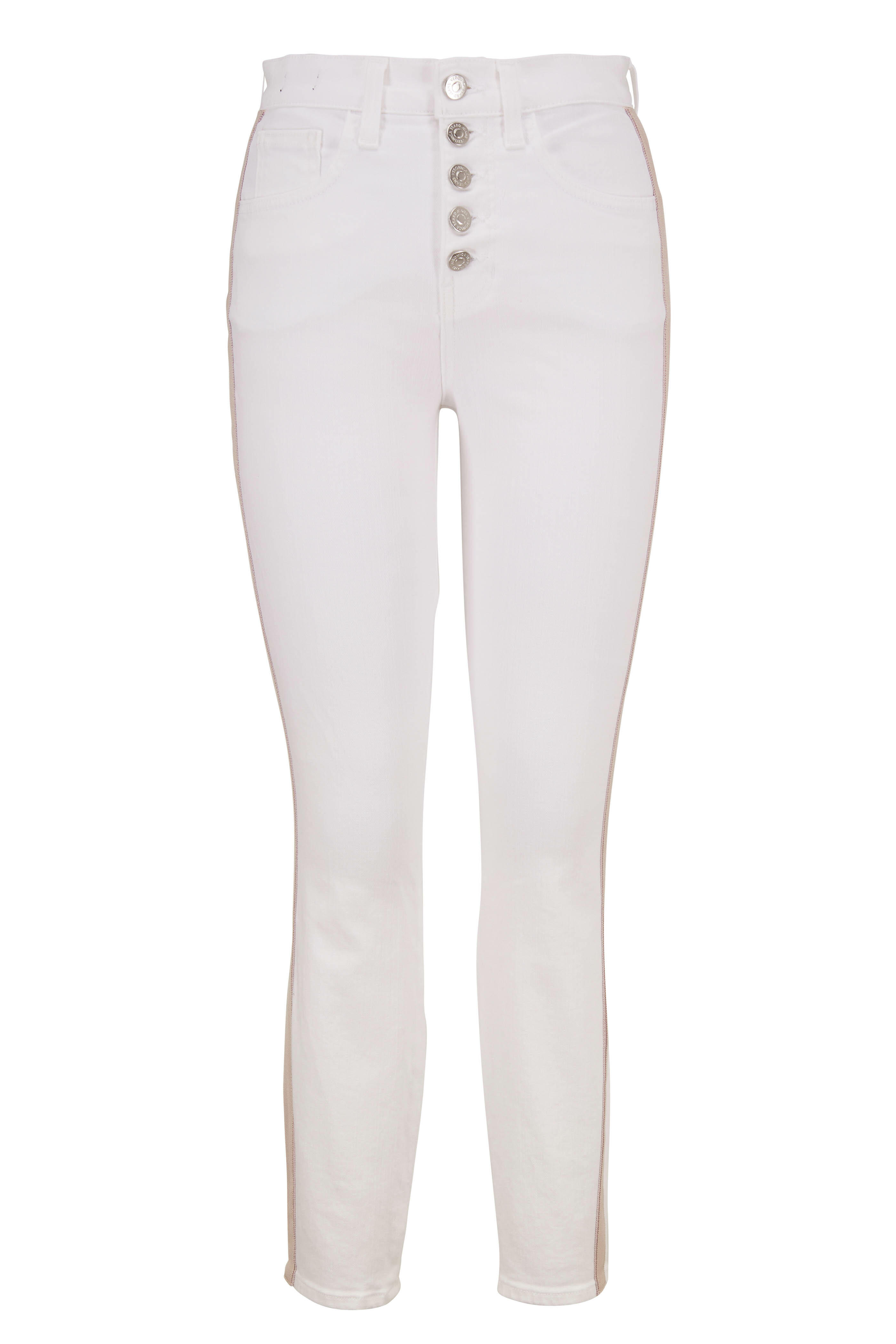 Veronica Beard - Debbie White Side Stripe High-Rise Skinny Jean