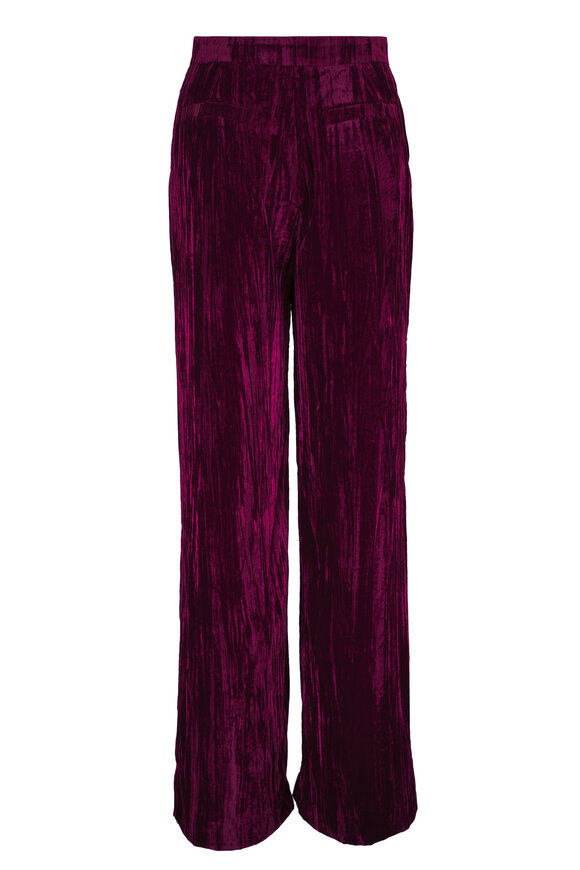 L'Agence - Livvy Dark Port Velvet Straight Leg Pant