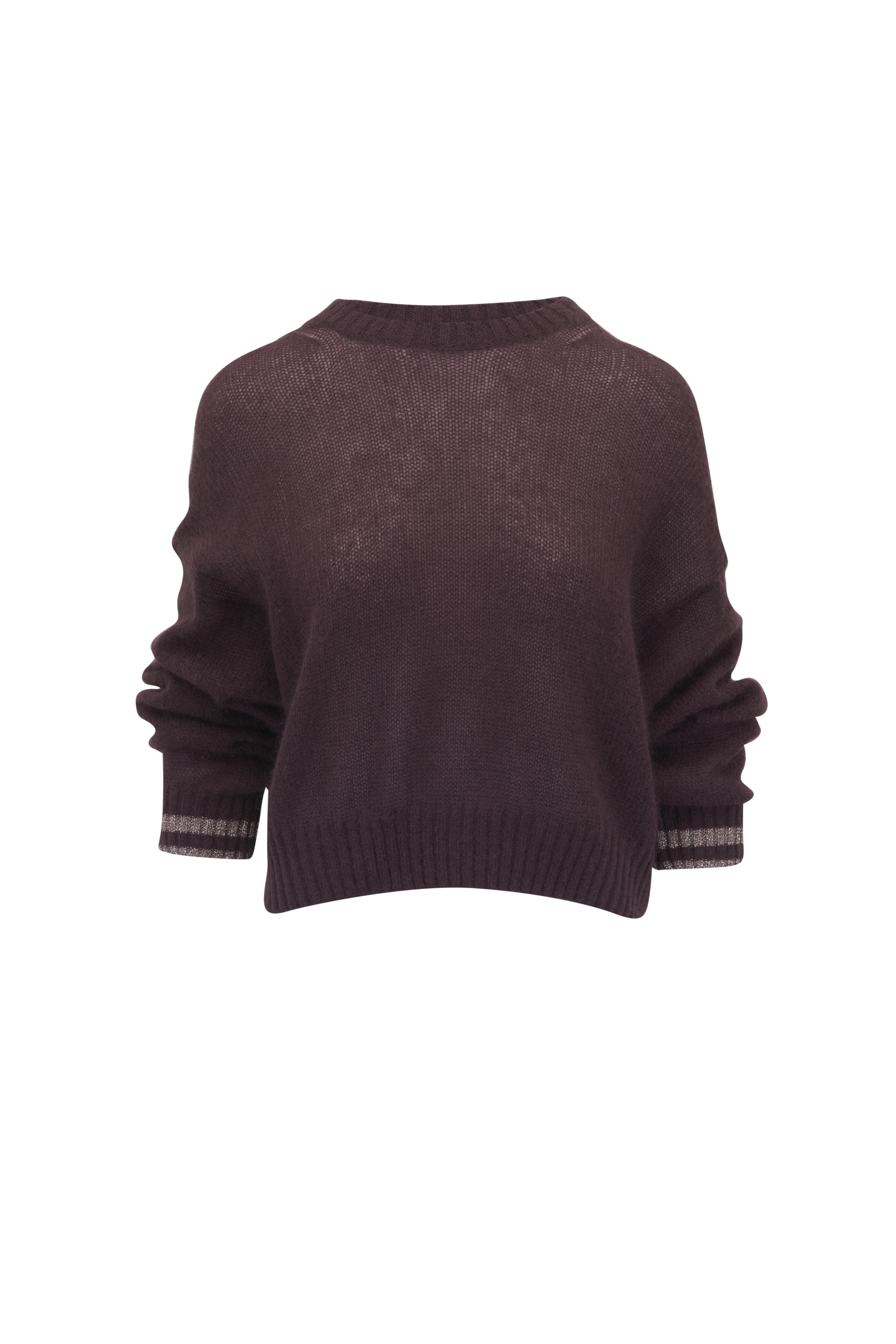 Brunello Cucinelli - Plum Stripe Cuff Sweater