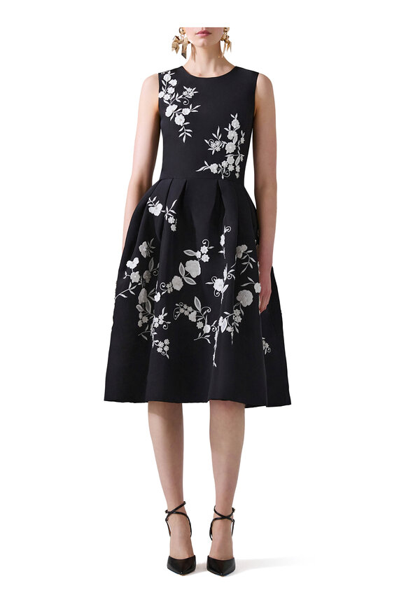 Carolina Herrera - Black & White Floral Embellished Dress