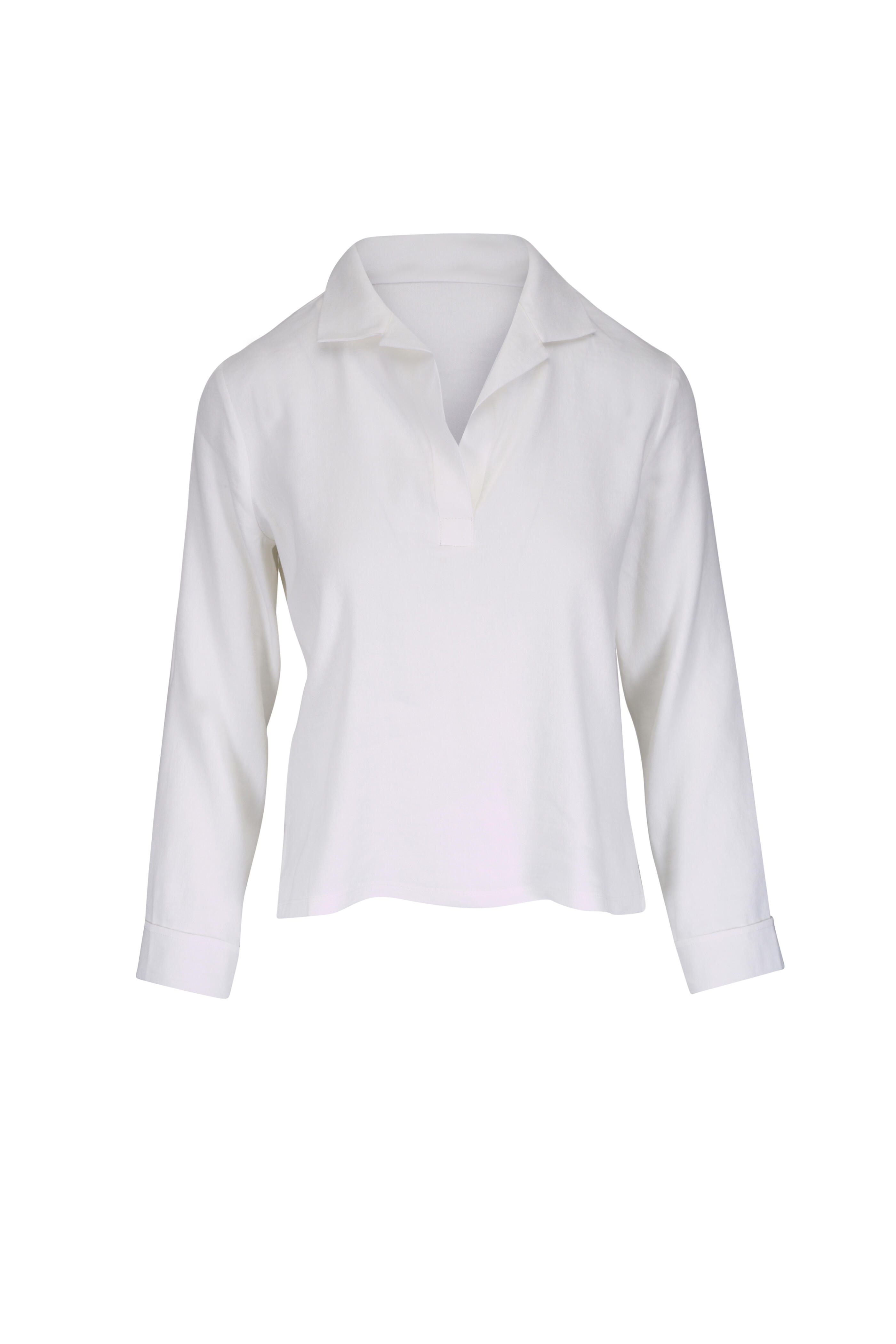 Peter Cohen - Cate White Stretch Linen V-Neck Blouse