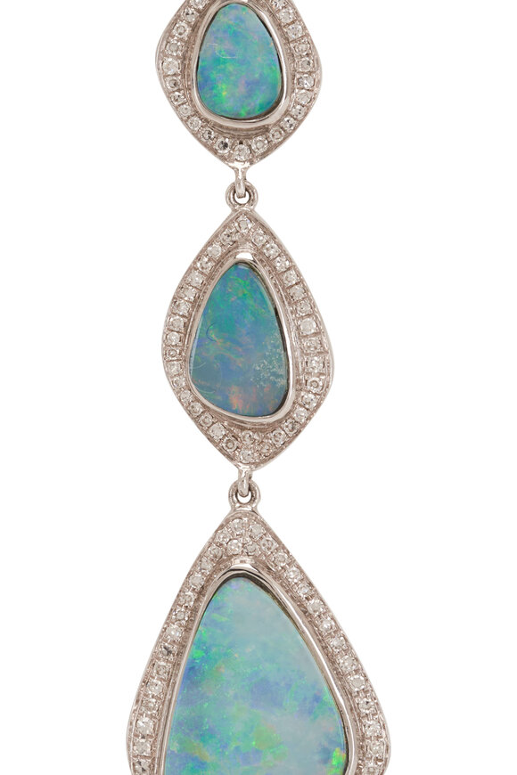 Kai Linz - Triple Opal & Diamond Drop Earrings