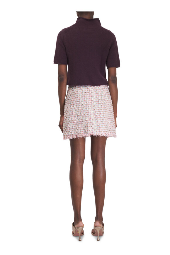 Valentino Embroidered Ribbon Tweed Pink Mini Skirt - view 3