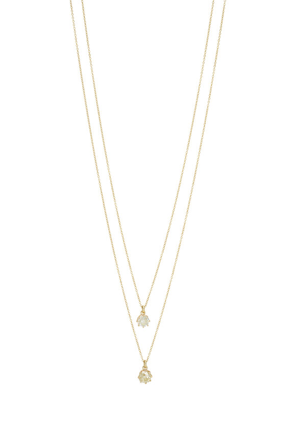 Renee Lewis Cushion Cut Diamond 2 Chain Necklace