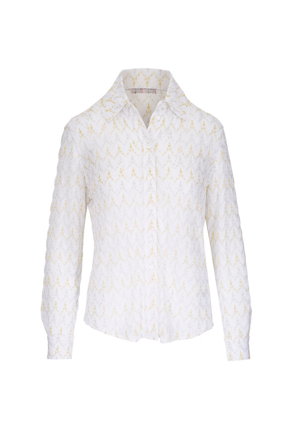 Missoni White & Gold Long Sleeve Button Up Shirt