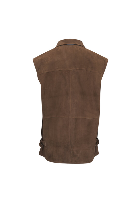 Brunello Cucinelli Couture Brown Suede Vest - view 3
