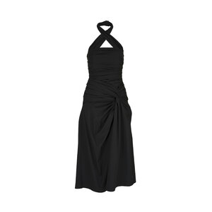 Carolina Herrera - Black Gathered Halter Midi Dress