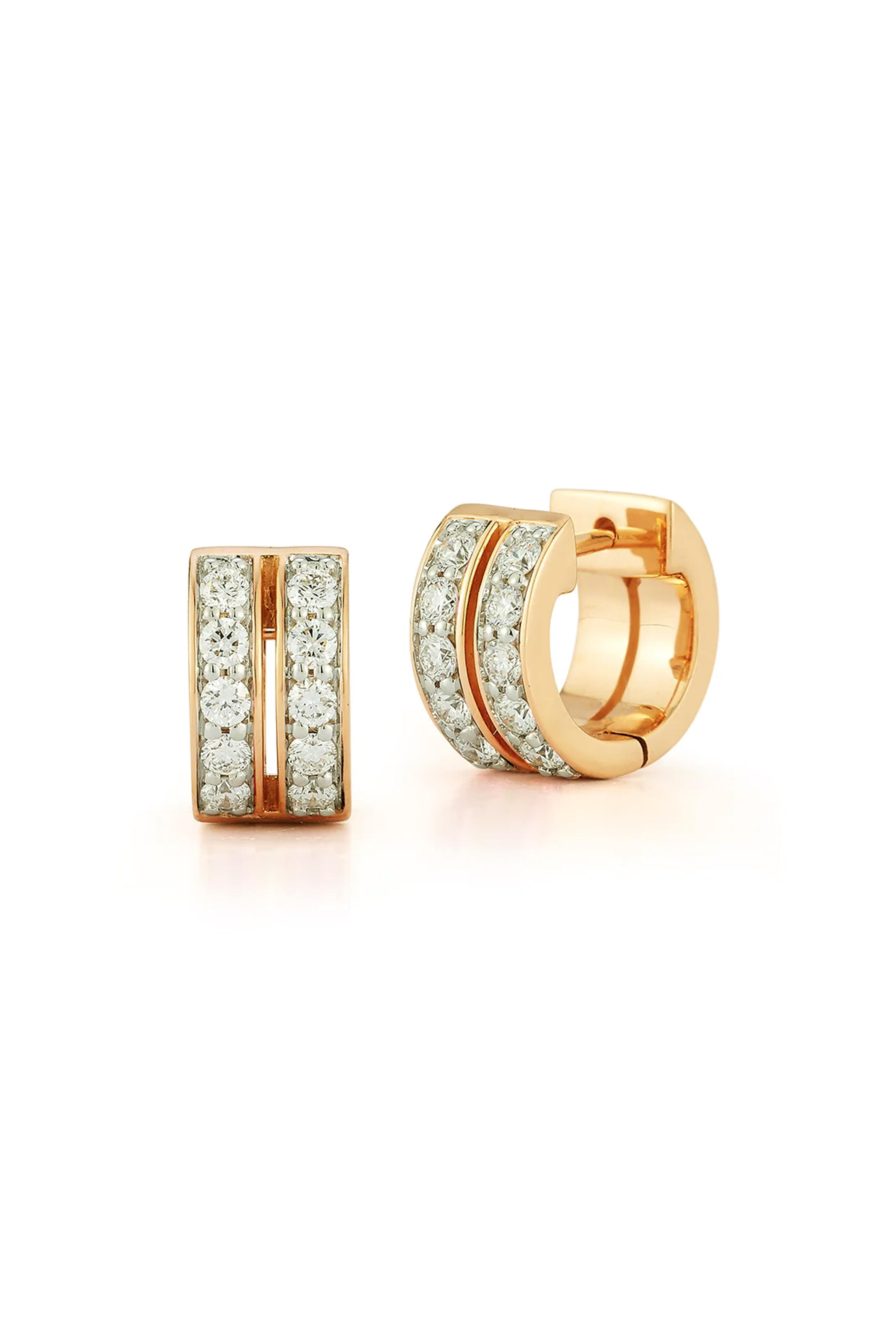 Walters Faith - Double Row Diamond Huggie Earrings
