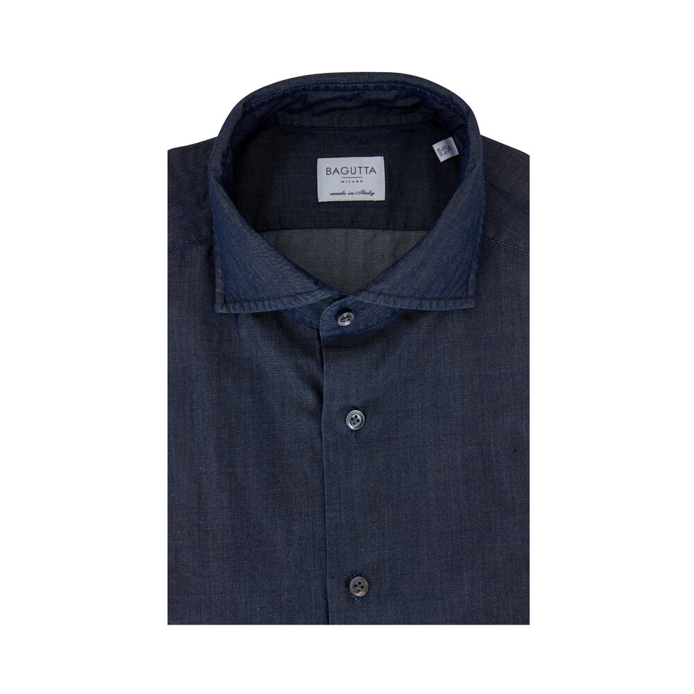 Bagutta - Chambray Slim Fit Dress Shirt | Mitchell Stores