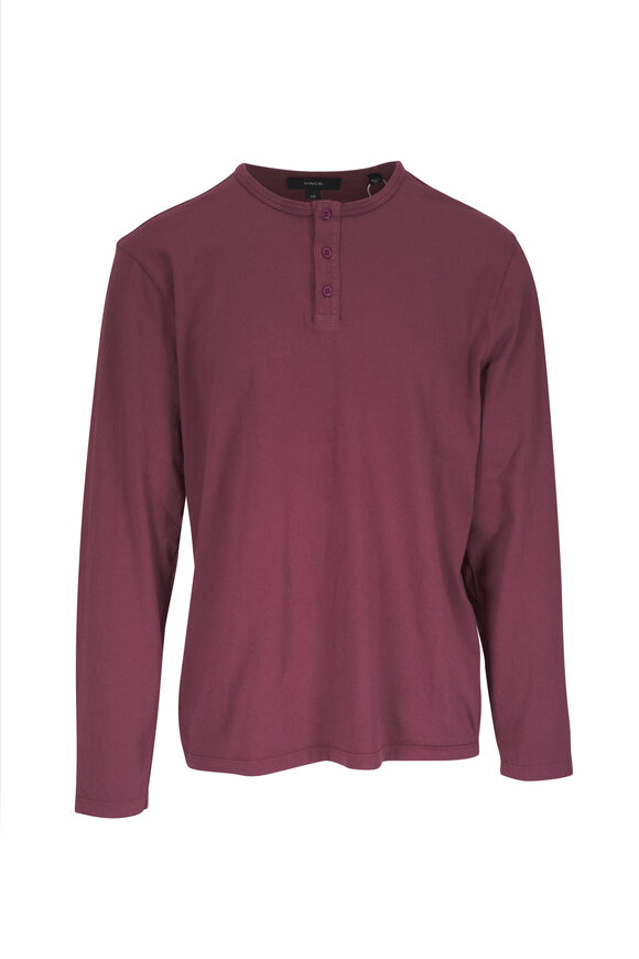 Vince Washed Brick Red Cotton Henley