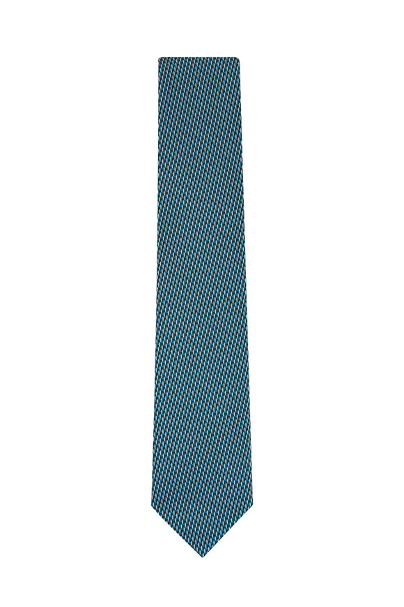 Brioni Dark Green Micro Motif Silk Necktie - view 1