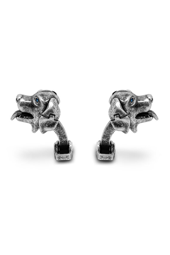 Tateossian - Labrador Dog Blue Swarovski Cufflinks