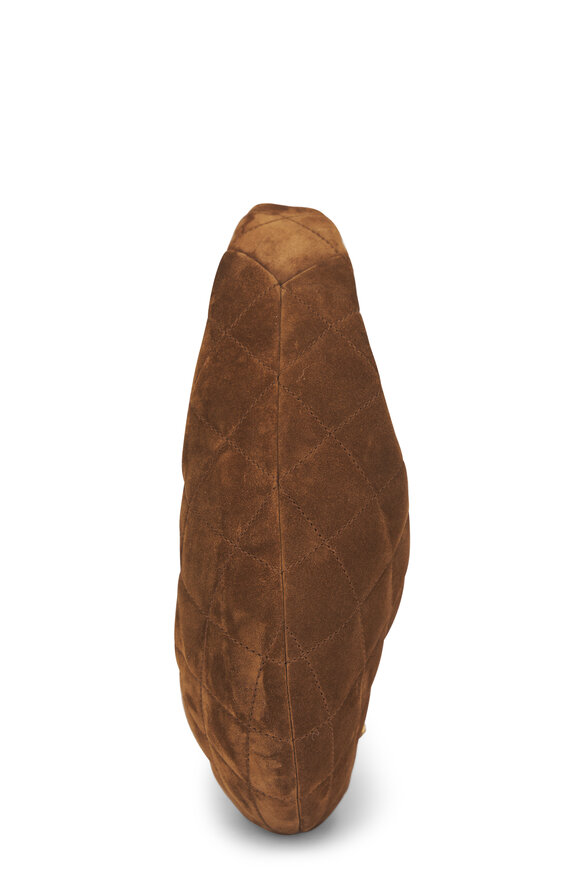 Saint Laurent Icarino Caramel Quilted Suede Hobo - view 4
