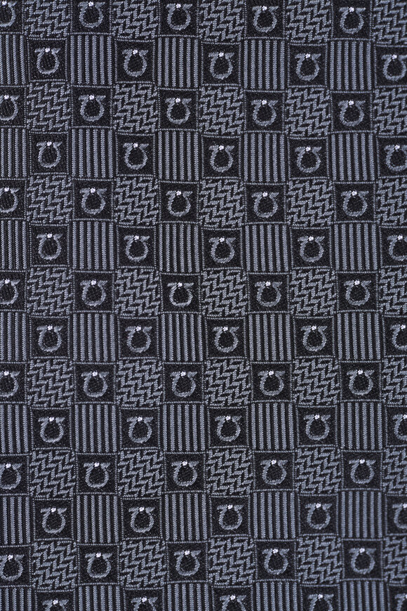 Ferragamo Gray Geo Silk Jacquard Necktie - view 2