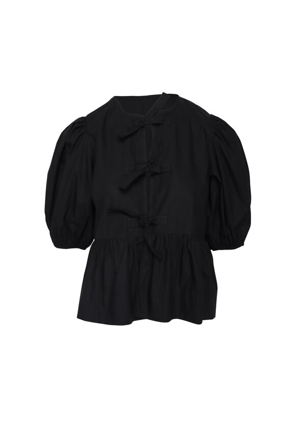 Ganni Black Peplum Blouse
