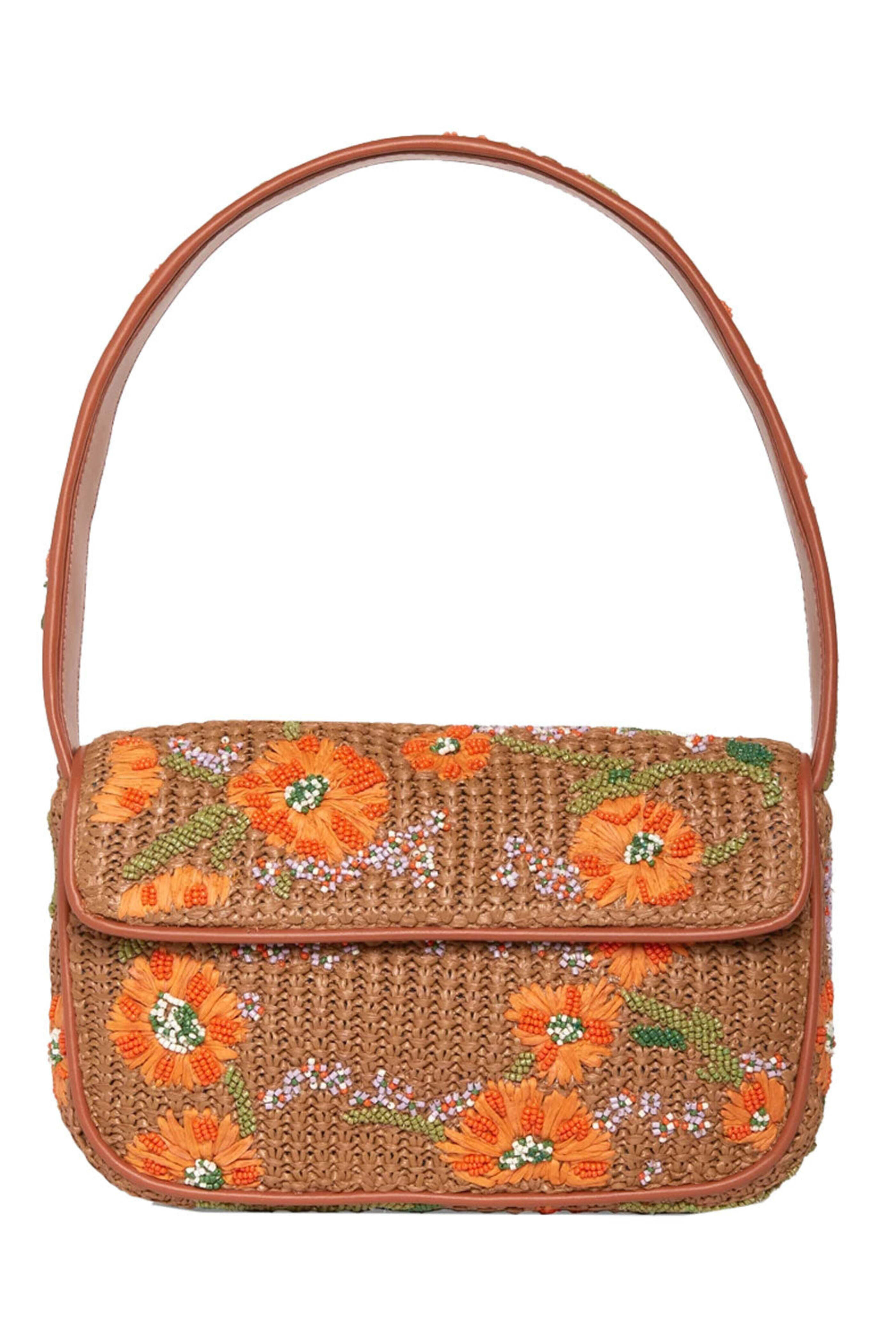 Staud - Tommy Raffia Beaded Bag in California Poppy