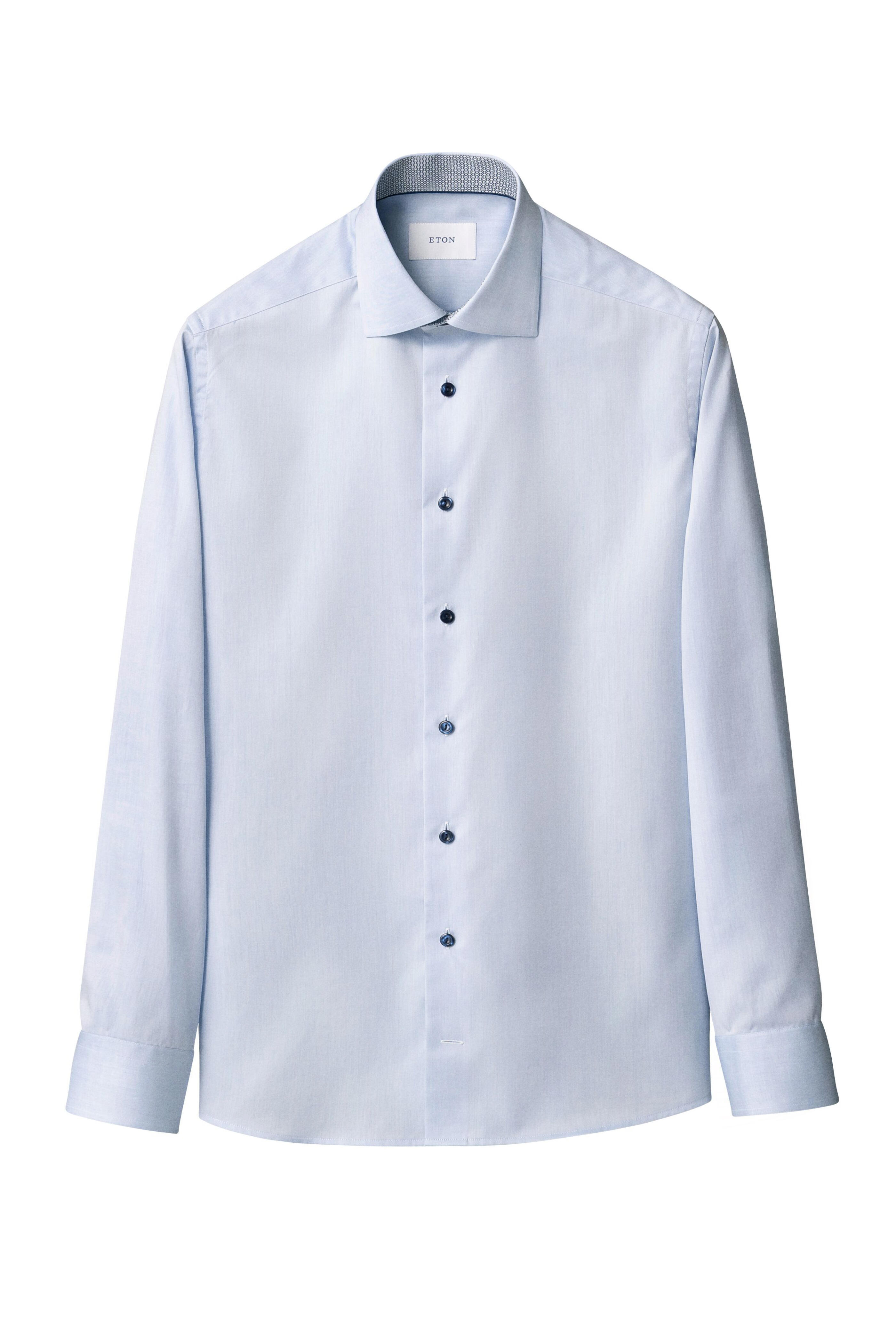 Eton - Light Blue Cotton Slim Fit Dress Shirt - view 5