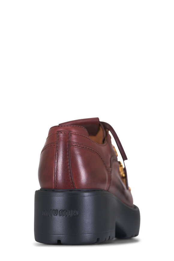 Miu Miu Brown Hiker Lace-Up Leather Loafer, 55mm - view 7