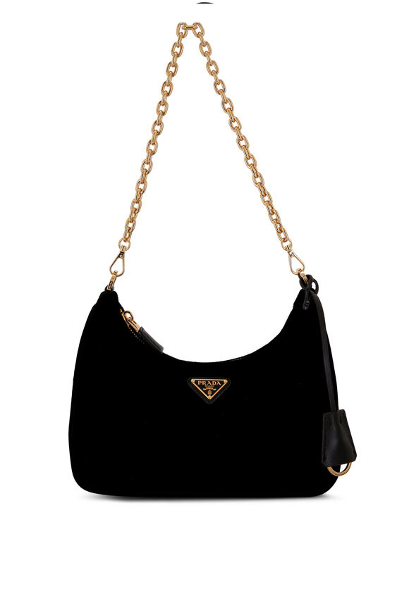 Prada - Mini Black Velvet Shoulder Bag 