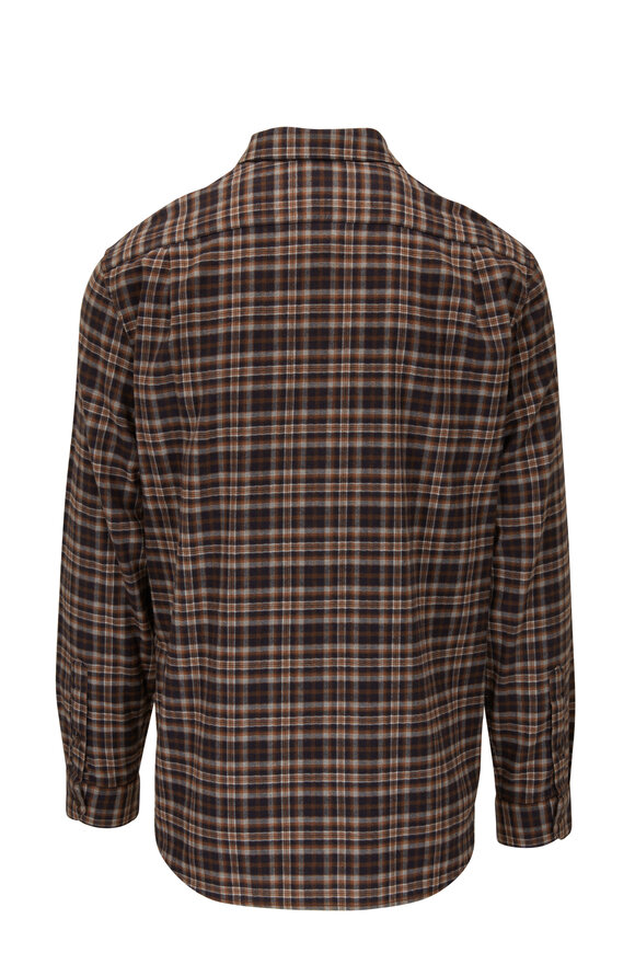 Vince - Brown Brushed Flannel Classic Fit Sport Shirt 