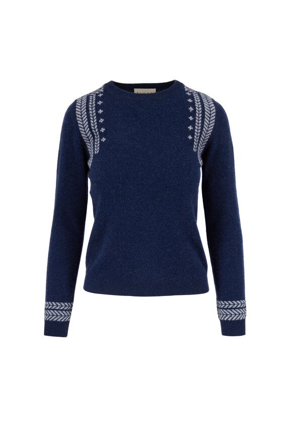 Jumper 1234 - Navy Blue Cashmere Crewneck Sweater
