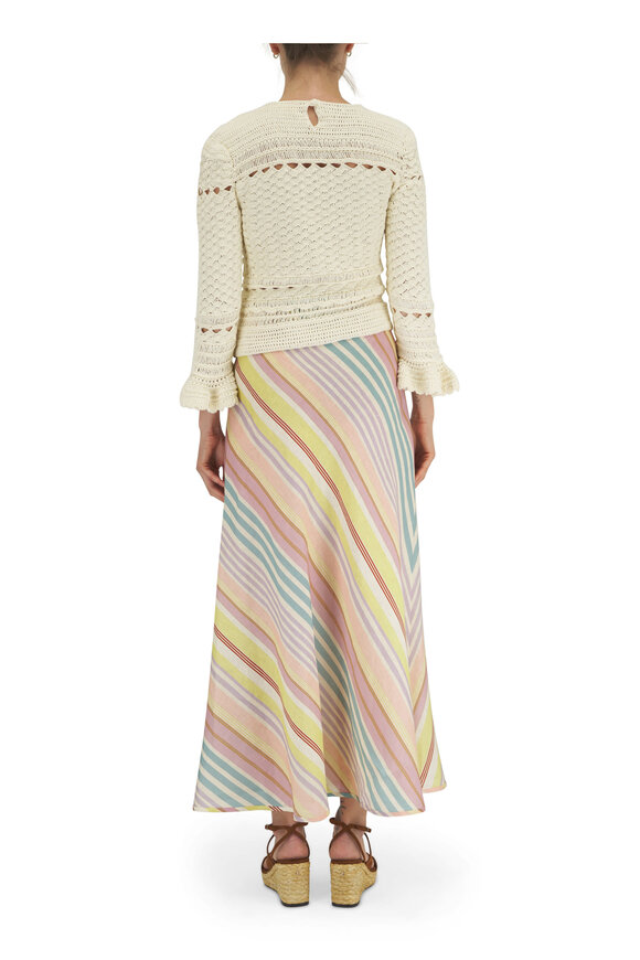 Zimmermann - Halliday Multi Striped Linen Bias Skirt 