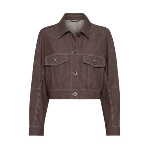 Brunello Cucinelli - Panama and Khaki Denim Cropped Jacket