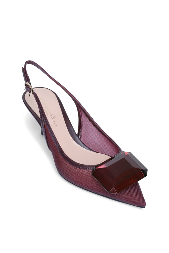 Gianvito Rossi - Praline Leather Square Toe Slingback Pump, 55mm