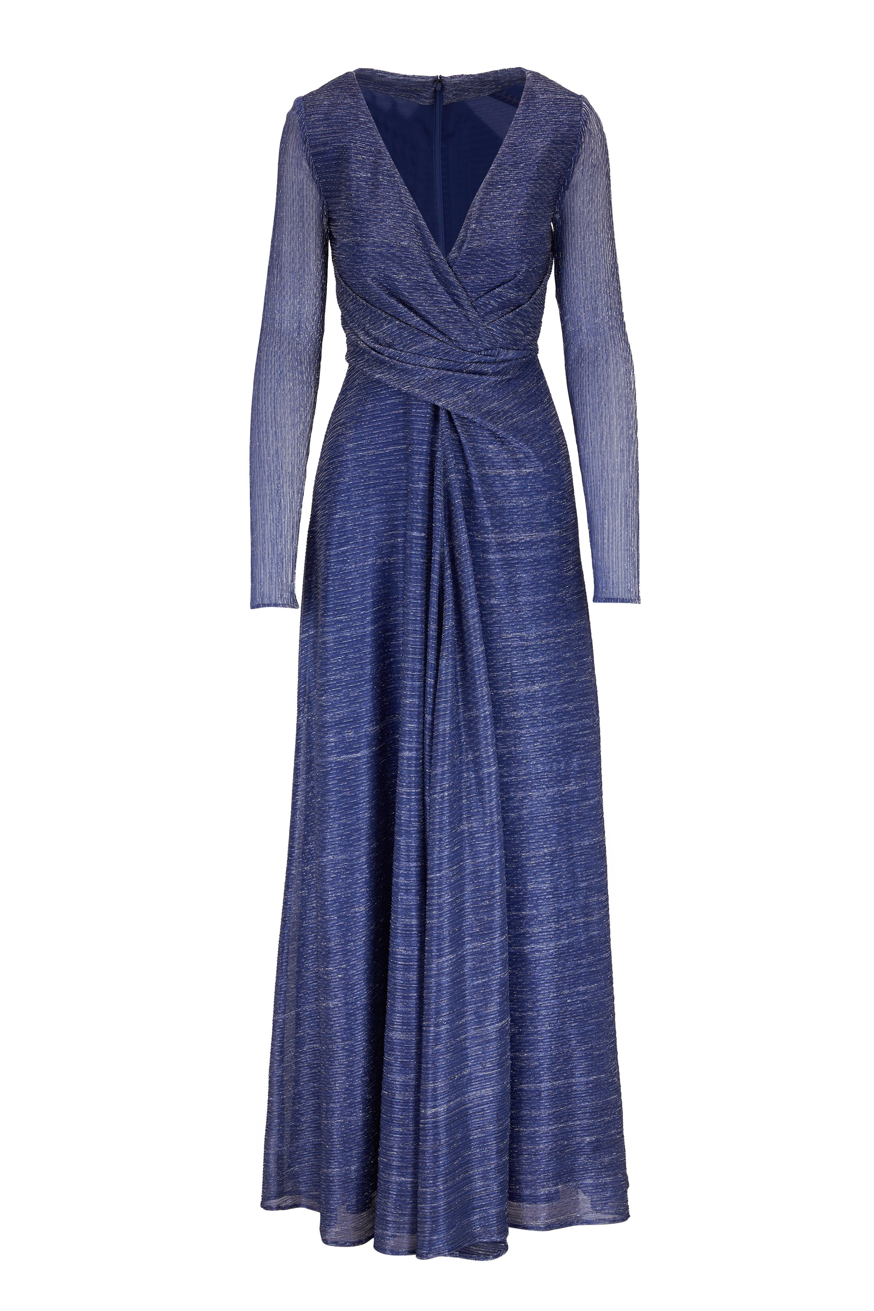 electric blue wrap dress Dianie Silk Long Sleeve Robe – Retrofete main image 0