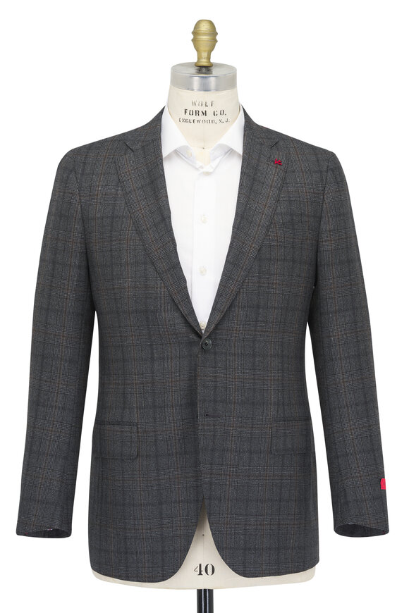 Isaia - Medium Gray Glen Plaid Wool Suit