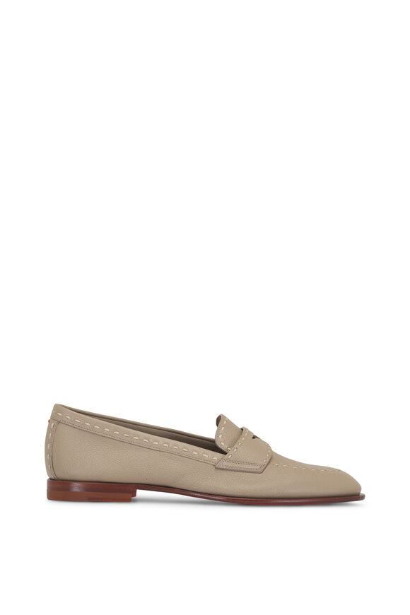 Santoni - Marlene Row Beige Leather Loafer