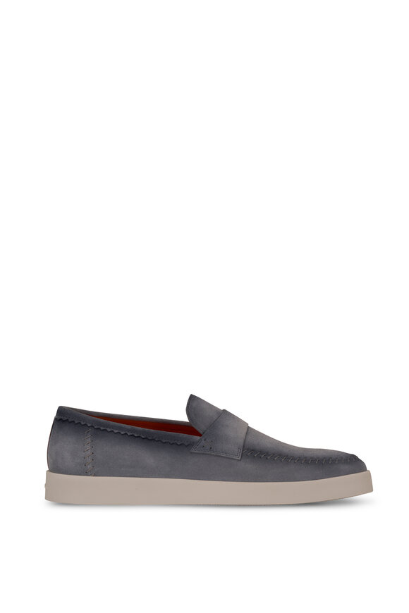 Santoni - Dowdy Light Blue Suede Loafer