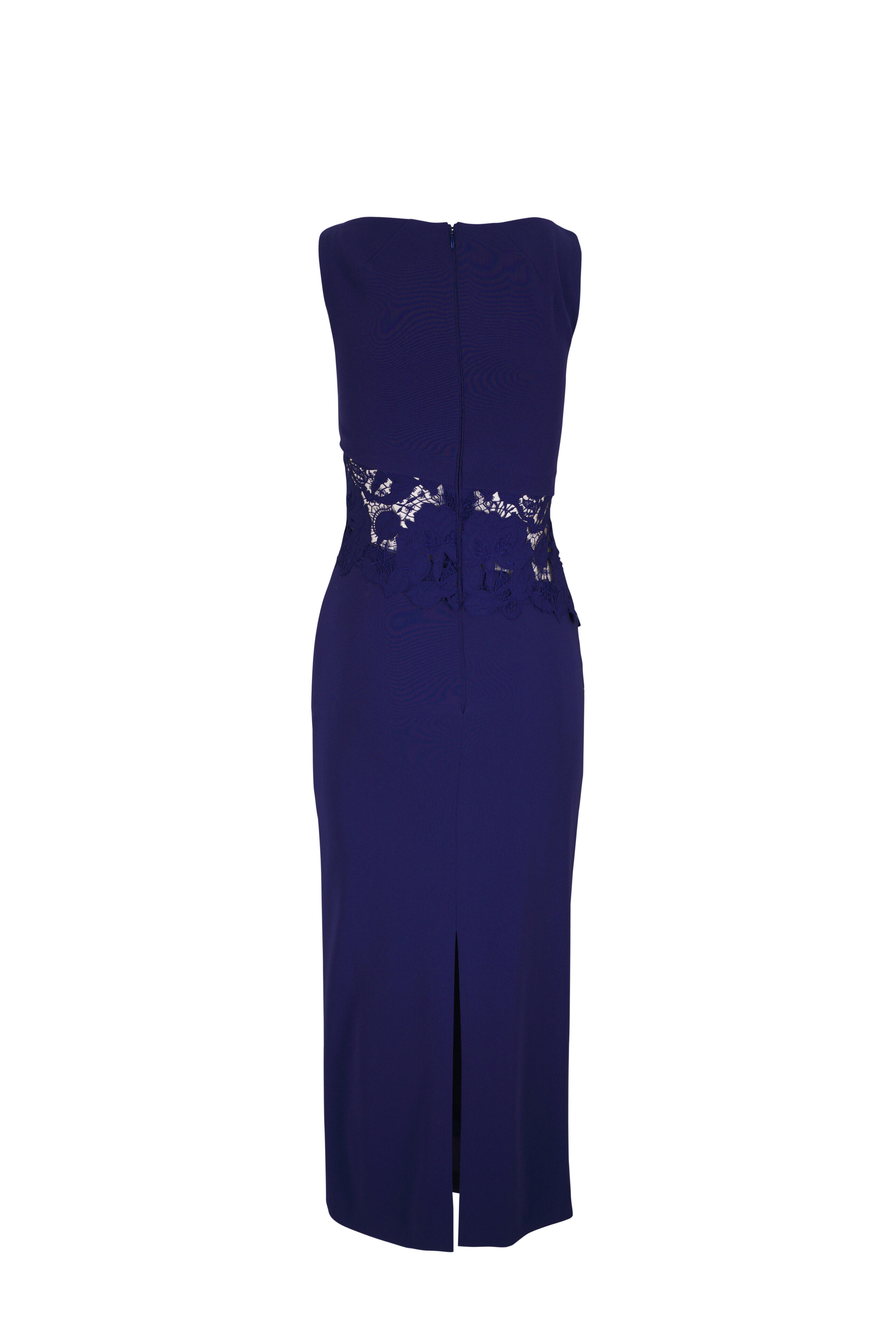 Talbot Runhof - Navy Lace Fitted Pencil Cocktail Dress